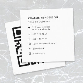 QR-Code | Upload Modern Minimalistisch Simple Whit Quadratische Visitenkarte