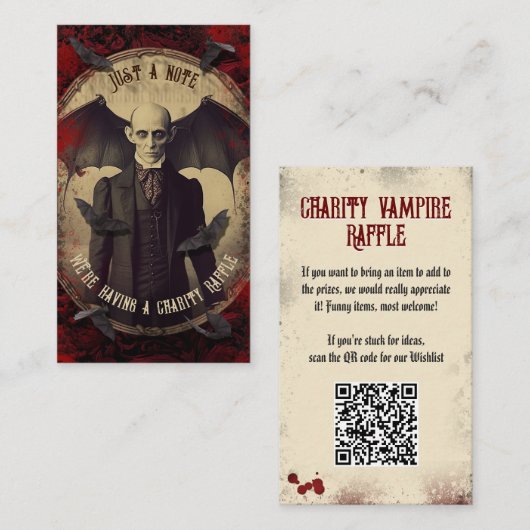 QR Code Vampire Raffle Vintag Dracula Halloween Begleitkarte (Vorne/Hinten)