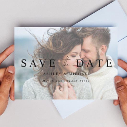 QR Code Vellum Overlay Elegante 4-Foto-Verlobung Save The Date