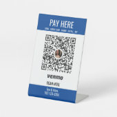 QR Code Venmo Pay Hier Blue Pedestal-Zeichen hinzu Sockelschild (Vorderseite)