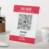 QR Code Venmo Pay Hier Red Pedestal Sign hinzufüge Sockelschild (In SItu)