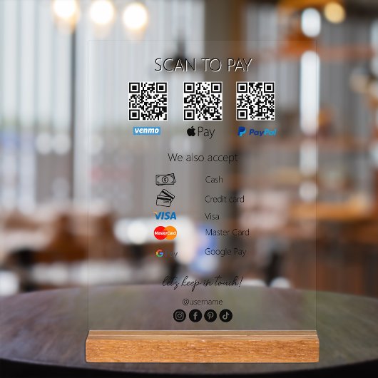 Qr Code Venmo Scan zu bezahlen Zahlung Icons Acrylschild