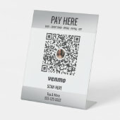 QR-Code Venmo Small Business Silver hinzufügen Sockelschild (Vorderseite)