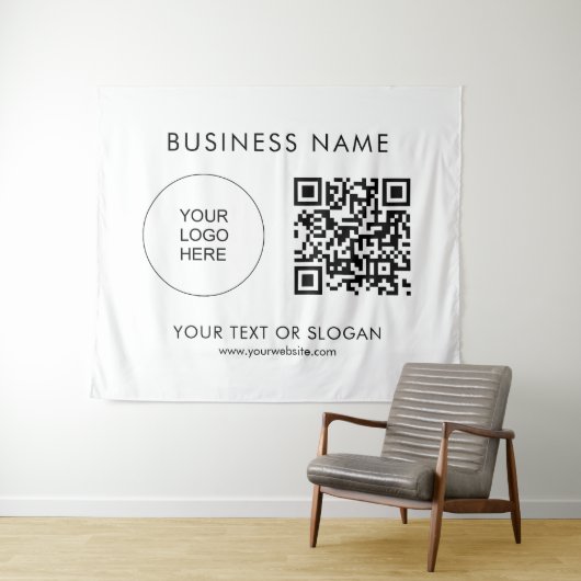 QR-Code Veranstaltung Seminar-Party Logo Text benu Wandteppich (Beispiel (Horizontal))