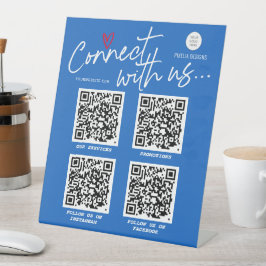 QR-Code verbindet uns mit modernem trendigem Skrip Sockelschild