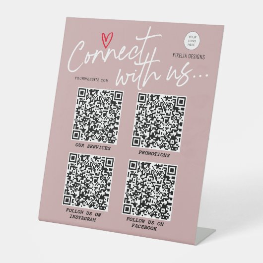 QR-Code verbindet uns Modernes, trendiges Skript Sockelschild (Vorderseite)