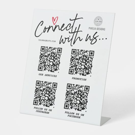 QR-Code Verbindung mit uns Modernes Social Media-Z Sockelschild (Vorderseite)