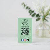 QR-Code Verbindung mit US Social Media Minze Green Visitenkarte (Stehend Vorderseite)
