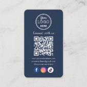QR Code Verbindung mit US Social Media Navy Blue Begleitkarte (Vorderseite)