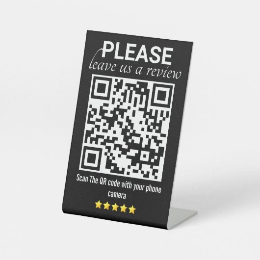 QR-Code "Verlass a Review" für Black & Modern Sockelschild (Vorderseite)