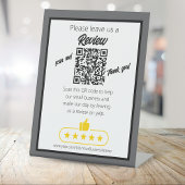 QR-Code "verlass uns a review" YELP Sockelschild