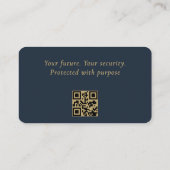QR-Code Vermögensverwalter Navy Blau Gold Visitenkarte (Rückseite)