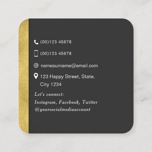 QR-Code-Vernetzung einfache moderne Gold Square Sq Quadratische Visitenkarte (Rückseite)