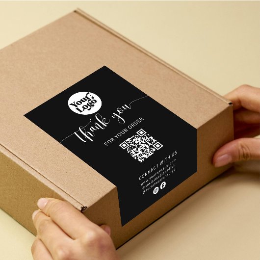 QR-Code-Versand-Logo-Paket Schwarzes Box-Siegel-La Rechteckiger Aufkleber