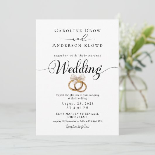 QR Code Video Wedding Invitation Einladung (Stehend Vorderseite)