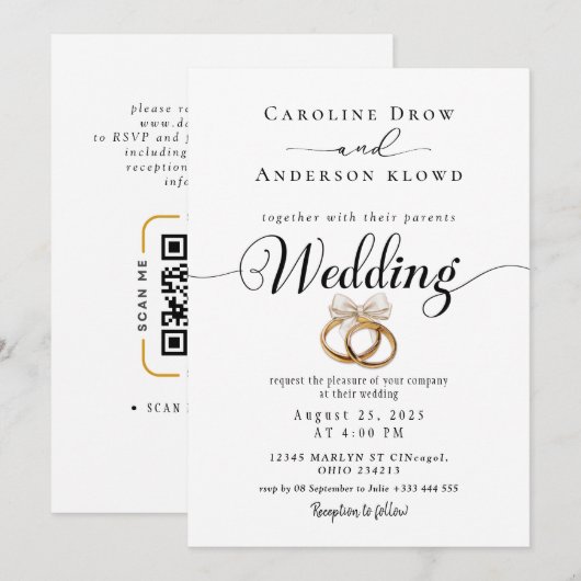 QR Code Video Wedding Invitation Einladung (Vorne/Hinten)