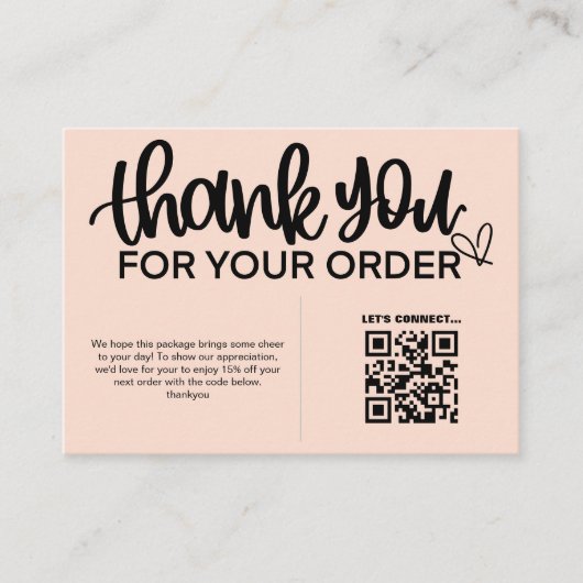 QR-Code Vielen Dank für Ihr Einkaufspaket Beilage Begleitkarte (Vorderseite)