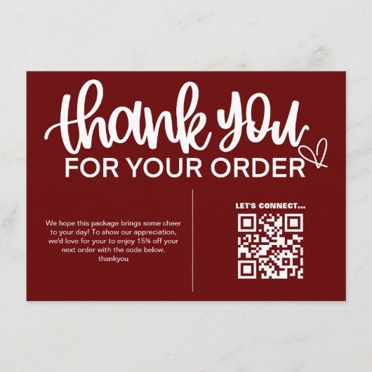 QR-Code Vielen Dank für Ihr Einkaufspaket Beilage Begleitkarte (Vorderseite)