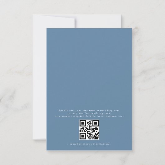 QR Code Viktorianisch Französisch Dusty Blue Weddi Einladung (Rückseite)