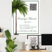 QR Code Vintag Palm Tree Tropical Elegant Poster (Heimbüro)
