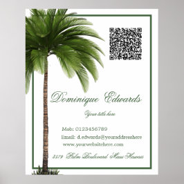 QR Code Vintag Palm Tree Tropical Elegant Poster