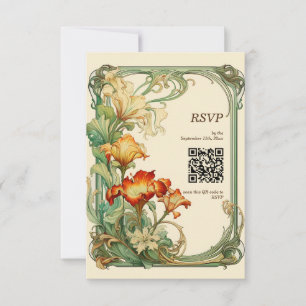 QR-Code Vintag Retro Art Nouveau Botanische UAWG RSVP Karte
