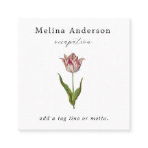 QR-Code Vintage Blume Square Business Card