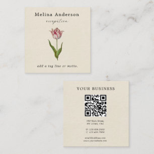 QR-Code Vintage Blume Square Business Card Quadratische Visitenkarte