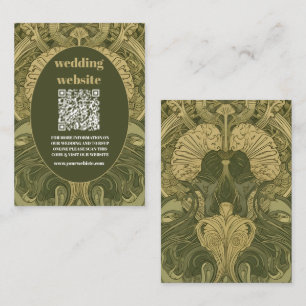 QR-Code Vintage Floral Art Nouveau Hochzeit Begleitkarte