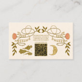 QR Code Vintage goldene mystische botanische Hochz Begleitkarte (Vorderseite)