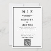 Qr Code Vintage Schwarz-Weiß-Hochzeit Einladung (Vorderseite)