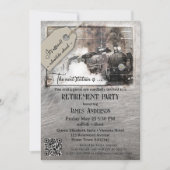 QR-Code Vintage-Zug Ruhestandsparty Einladung (Vorderseite)