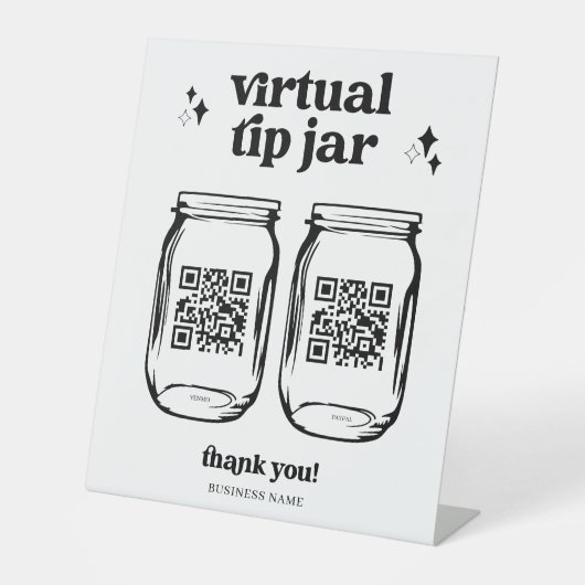QR Code Virtual Tip Jar Pedestal-Zeichen Sockelschild (Vorderseite)