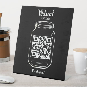 QR Code Virtual Tipp Jar Black Sockelschild