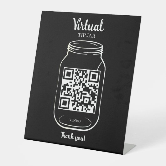 QR Code Virtual Tipp Jar Black Sockelschild (Vorderseite)
