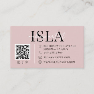 QR-Code Visagist Dusty Blush Pink Visitenkarte