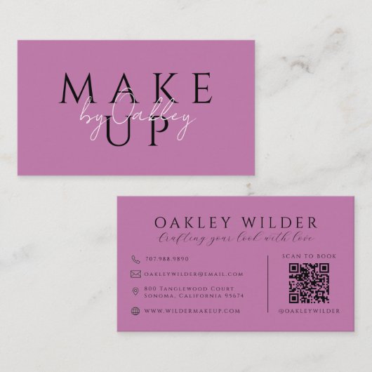QR-Code Visagist Lilac Visitenkarte (Vorne/Hinten)