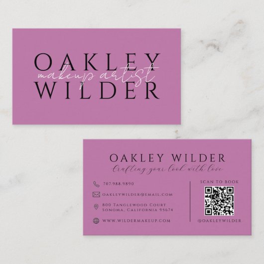 QR-Code Visagist Lilac Visitenkarte (Vorne/Hinten)