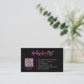 QR-Code Visagist Pink Schwarz Visitenkarte (Stehend Vorderseite)
