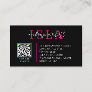 QR-Code Visagist Pink Schwarz Visitenkarte