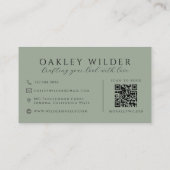 QR-Code Visagist Sage Green Visitenkarte (Rückseite)