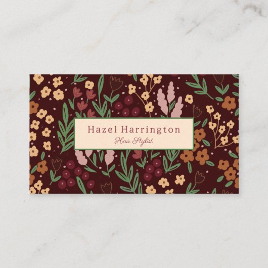 QR Code Visitenkarte Blumenhandschuh Burgandy (Vorderseite)