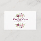 QR-Code-Visitenkarte für Floral Name und Monogramm Visitenkarte (Vorderseite)