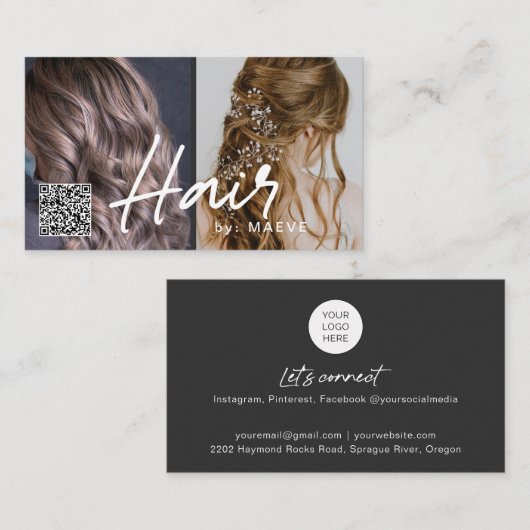 QR-Code Visitenkarte für haarstylische (Vorne/Hinten)
