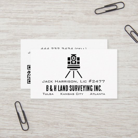 QR-Code-Visitenkarte für Minimalistische Landüberw Visitenkarte (Vorderseite/Rückseite Beispiel)