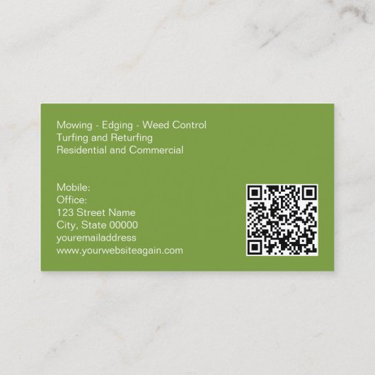 QR-Code-Visitenkarte für Rasengärtnerei Visitenkarte (Rückseite)
