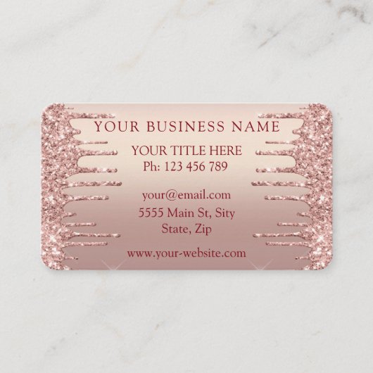 QR-Code Visitenkarte mit Rose Gold Blush Glitter (Vorderseite)