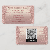 QR-Code Visitenkarte mit Rose Gold Blush Glitter (Vorne/Hinten)