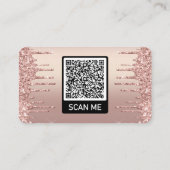 QR-Code Visitenkarte mit Rose Gold Blush Glitter (Rückseite)