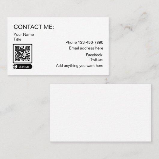 QR-Code-Visitenkarten für Scanner Telefonnummerkarte (Vorne/Hinten)